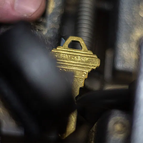 House key turning in a lock