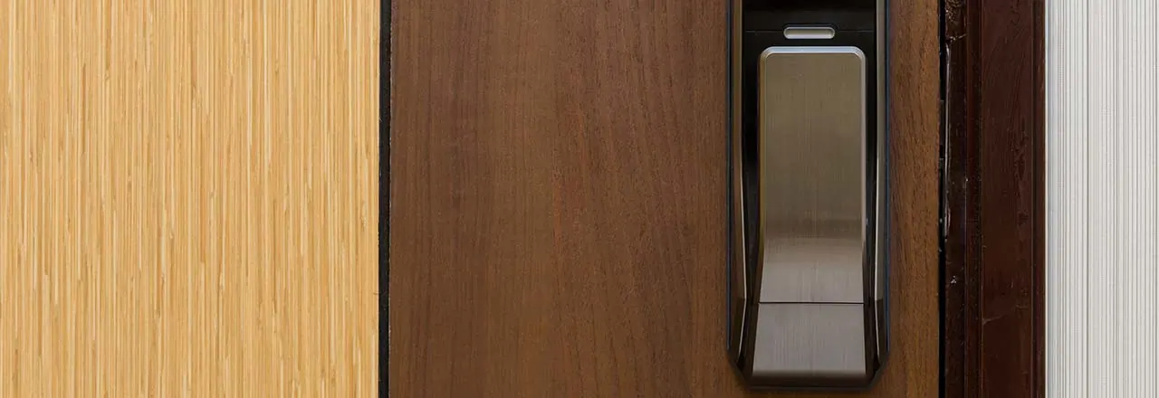 School door with a keypad lock